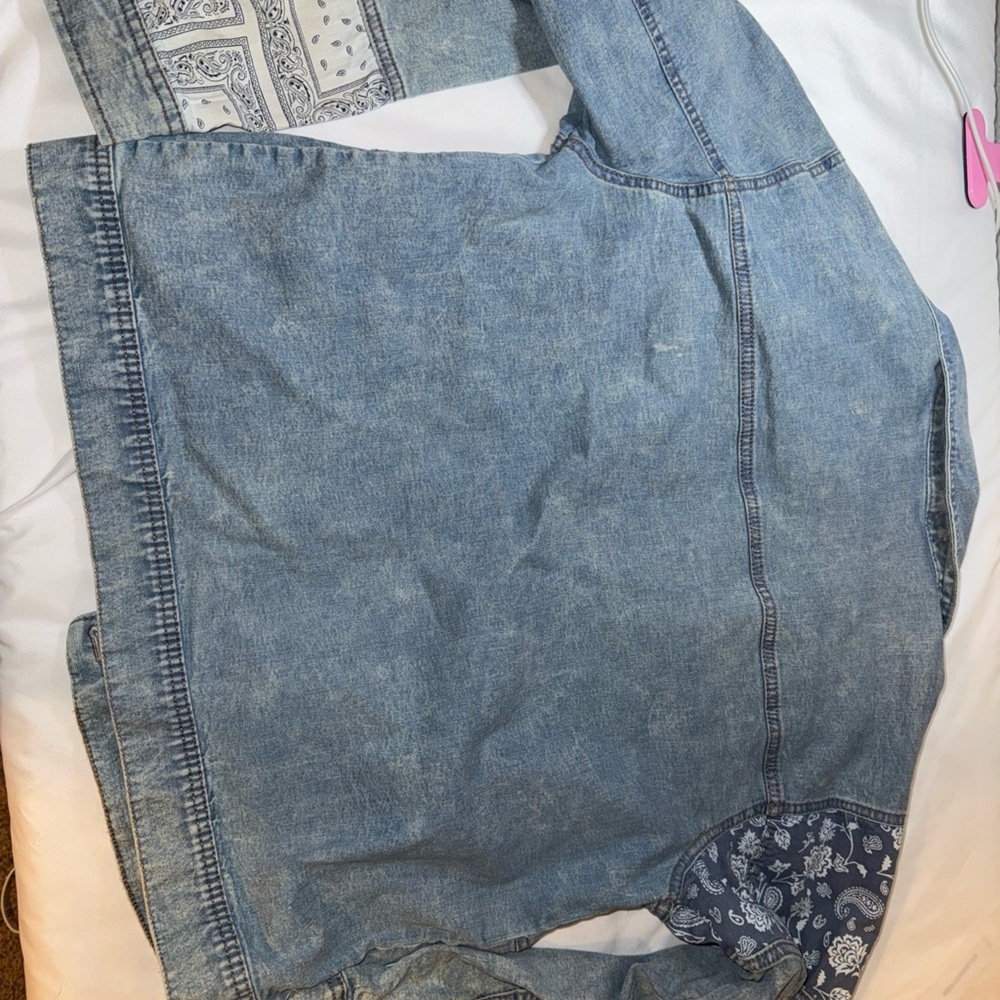 Blue Patchwork Denim Jacket - image 5